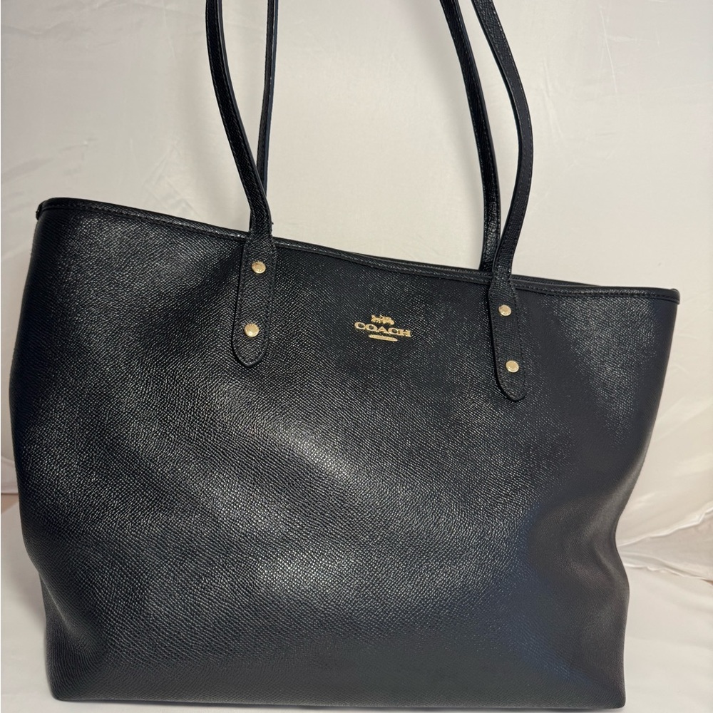 Coach Black Cross Grain Leather Tote - Picture 2 of 5